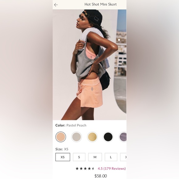 Free People Movement ~ Hot Shot Mini Skort ~ *NWT ~ Pastel Peach ~ XS ~ - Picture 7 of 12